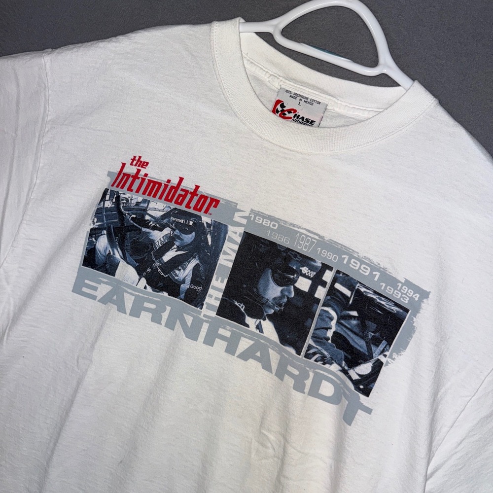 Dale Earnhardt T-Shirt Mens Large White Racing The Intimidator Chase Authentics